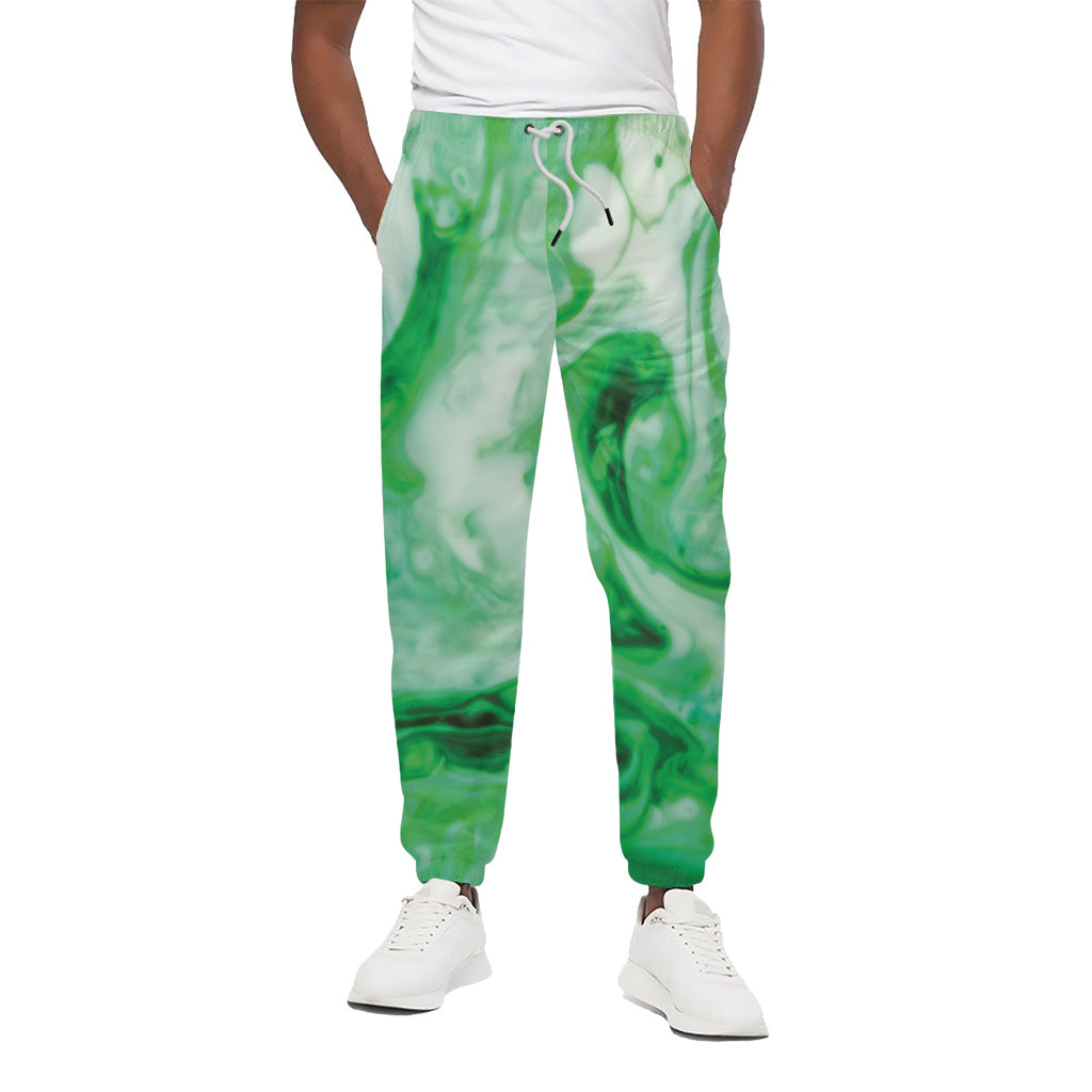 Green Acid Melt Print Cotton Pants