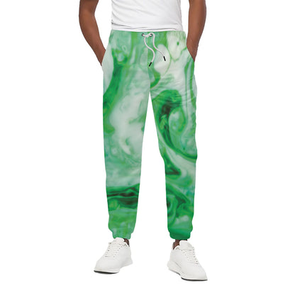 Green Acid Melt Print Cotton Pants