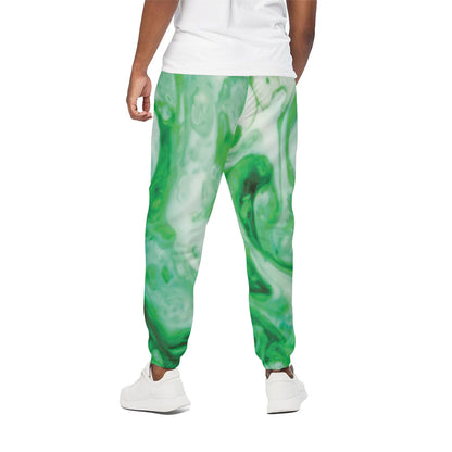 Green Acid Melt Print Cotton Pants
