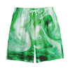 Green Acid Melt Print Cotton Shorts