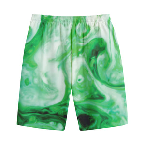 Green Acid Melt Print Cotton Shorts