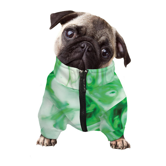 Green Acid Melt Print Dog Zip Up Jacket