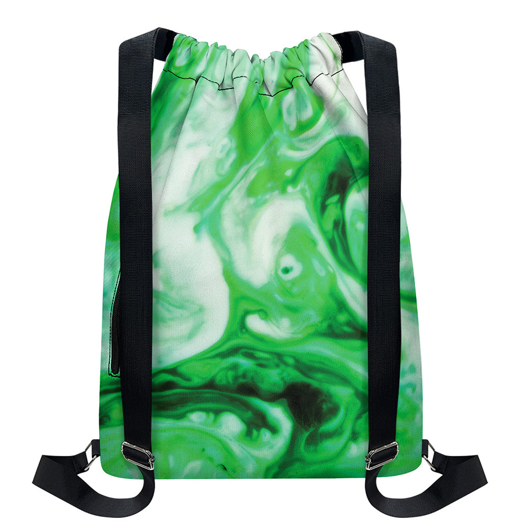 Green Acid Melt Print Drawstring Backpack