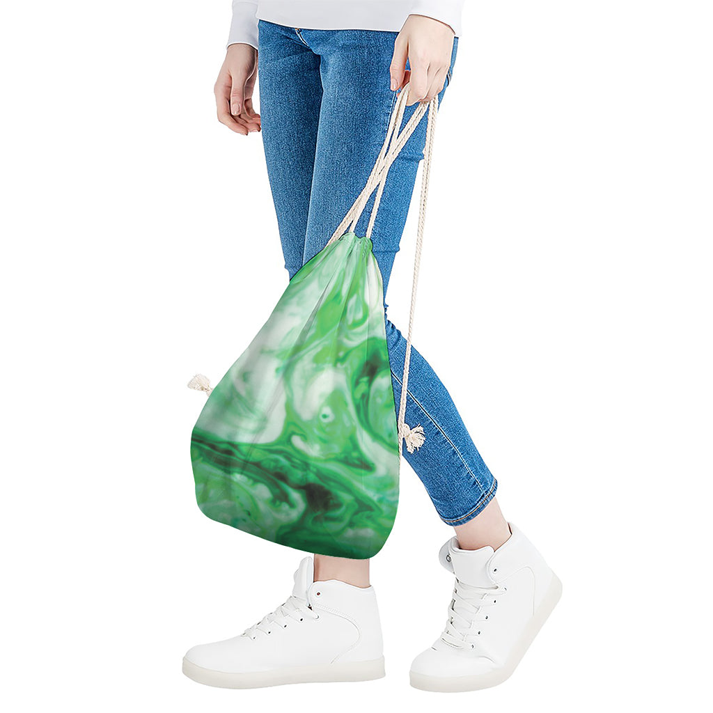 Green Acid Melt Print Drawstring Bag