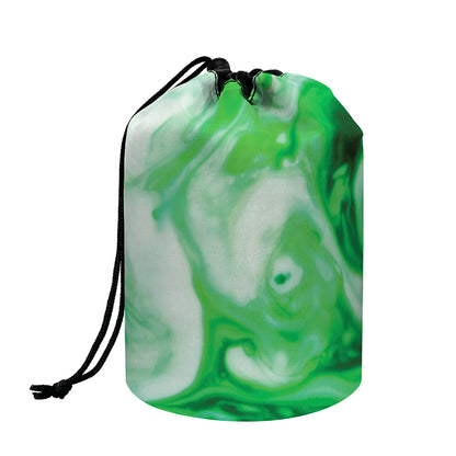 Green Acid Melt Print Drawstring Makeup Bag