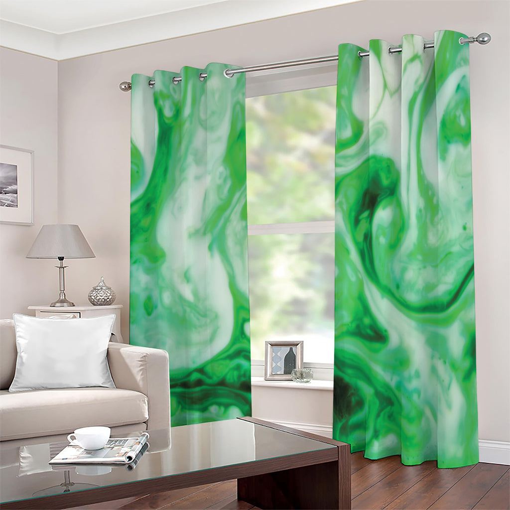 Green Acid Melt Print Extra Wide Grommet Curtains