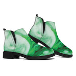 Green Acid Melt Print Flat Ankle Boots