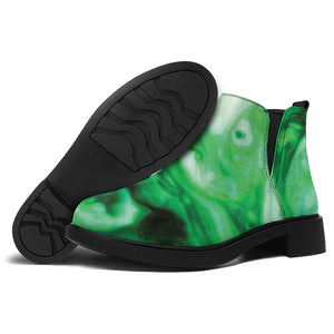 Green Acid Melt Print Flat Ankle Boots