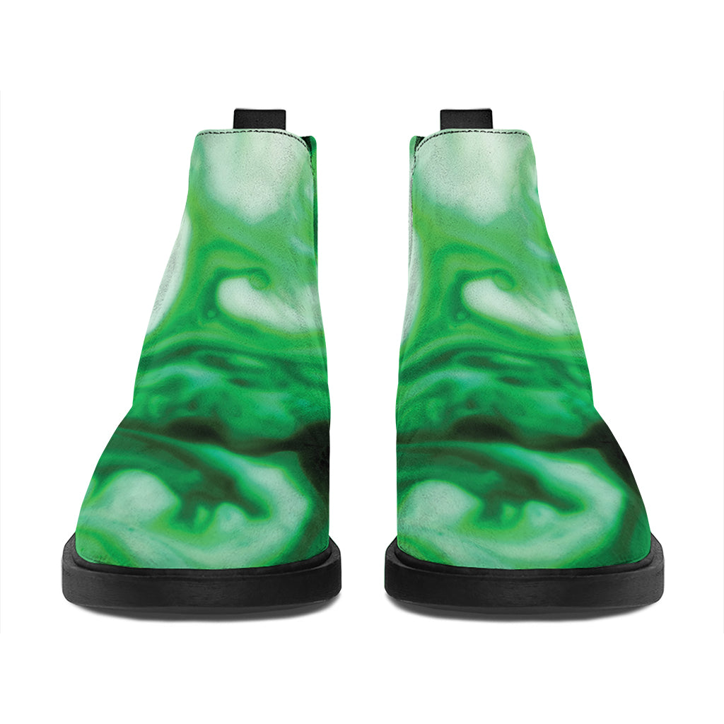 Green Acid Melt Print Flat Ankle Boots