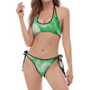 Green Acid Melt Print Halter Scoop Tie Side Bikini