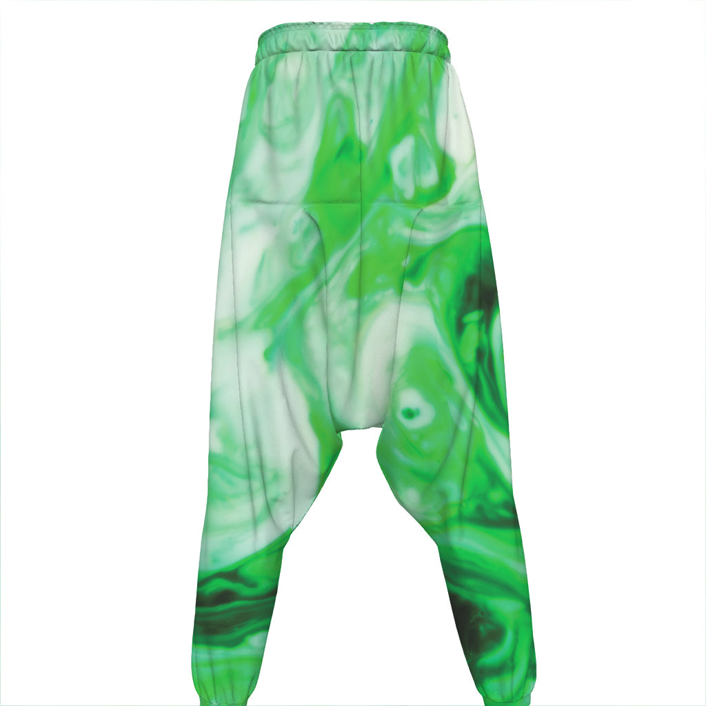 Green Acid Melt Print Hammer Pants