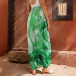 Green Acid Melt Print Harem Pants