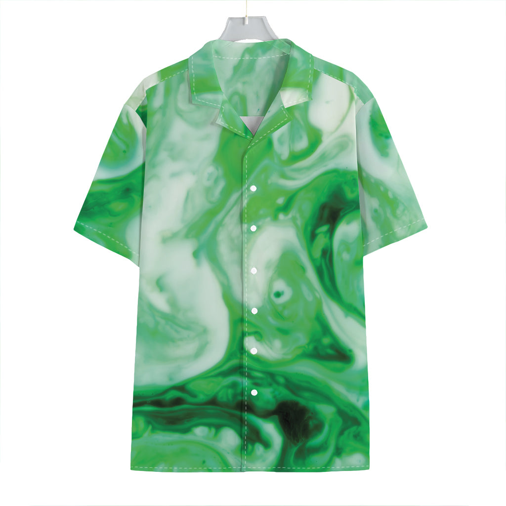 Green Acid Melt Print Hawaiian Shirt