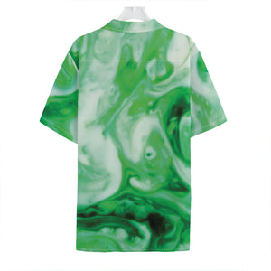 Green Acid Melt Print Hawaiian Shirt