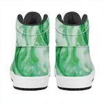 Green Acid Melt Print High Top Leather Sneakers