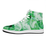 Green Acid Melt Print High Top Leather Sneakers