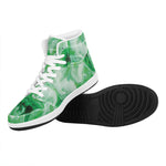 Green Acid Melt Print High Top Leather Sneakers