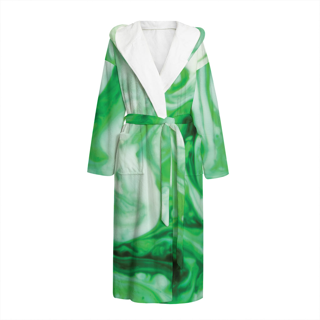 Green Acid Melt Print Hooded Bathrobe