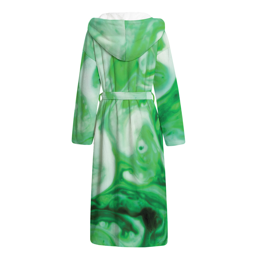 Green Acid Melt Print Hooded Bathrobe