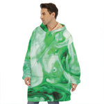 Green Acid Melt Print Hoodie Blanket