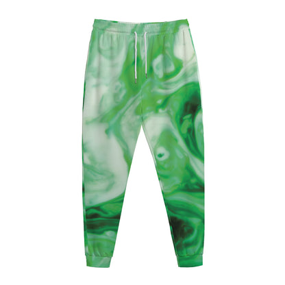 Green Acid Melt Print Jogger Pants