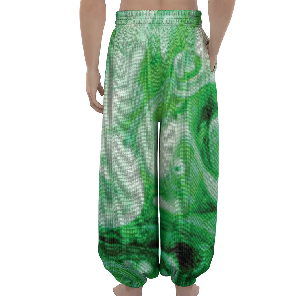 Green Acid Melt Print Lantern Pants