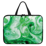 Green Acid Melt Print Laptop Sleeve With Handle