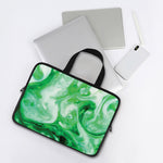 Green Acid Melt Print Laptop Sleeve With Handle