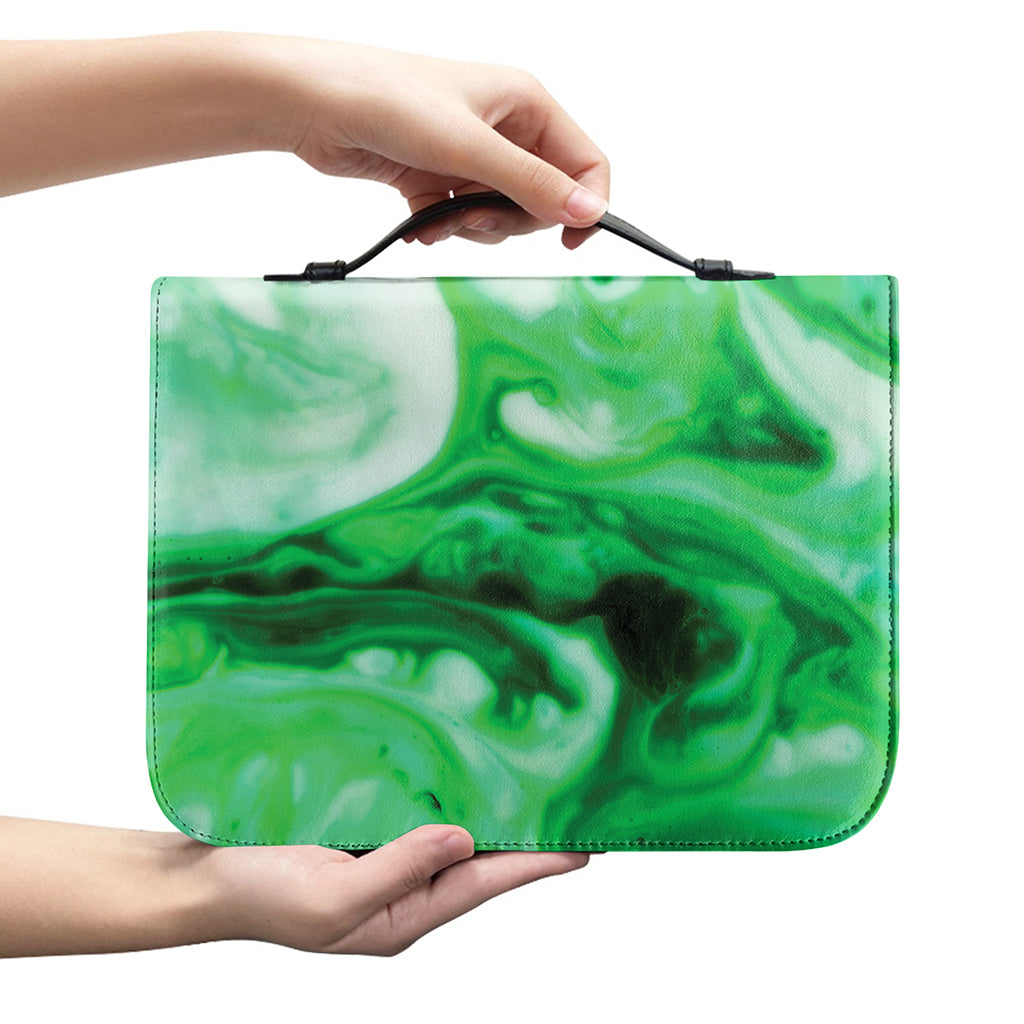 Green Acid Melt Print Leather Bible Cover