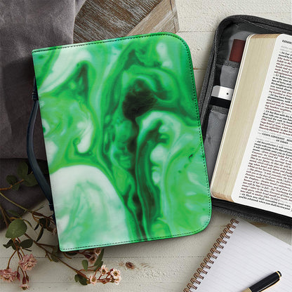 Green Acid Melt Print Leather Bible Cover