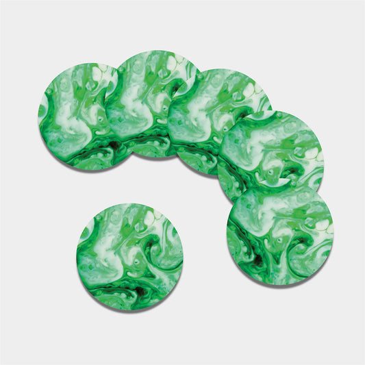Green Acid Melt Print Leather Coaster Set