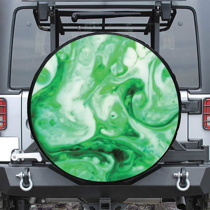 Green Acid Melt Print Leather Spare Tire Cover