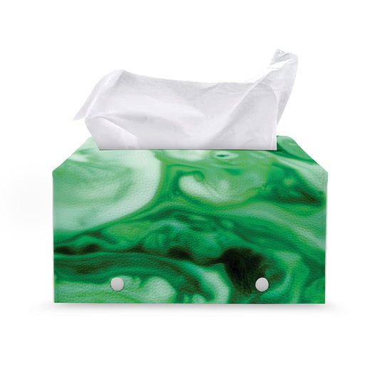 Green Acid Melt Print Leather Tissue Box Cover
