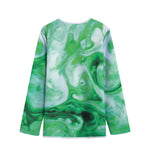 Green Acid Melt Print Long Sleeve Short Coat