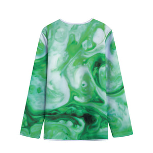 Green Acid Melt Print Long Sleeve Short Coat