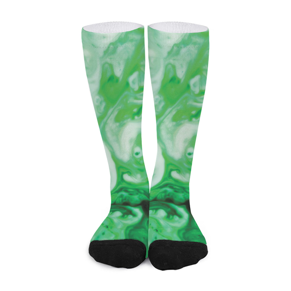 Green Acid Melt Print Long Socks