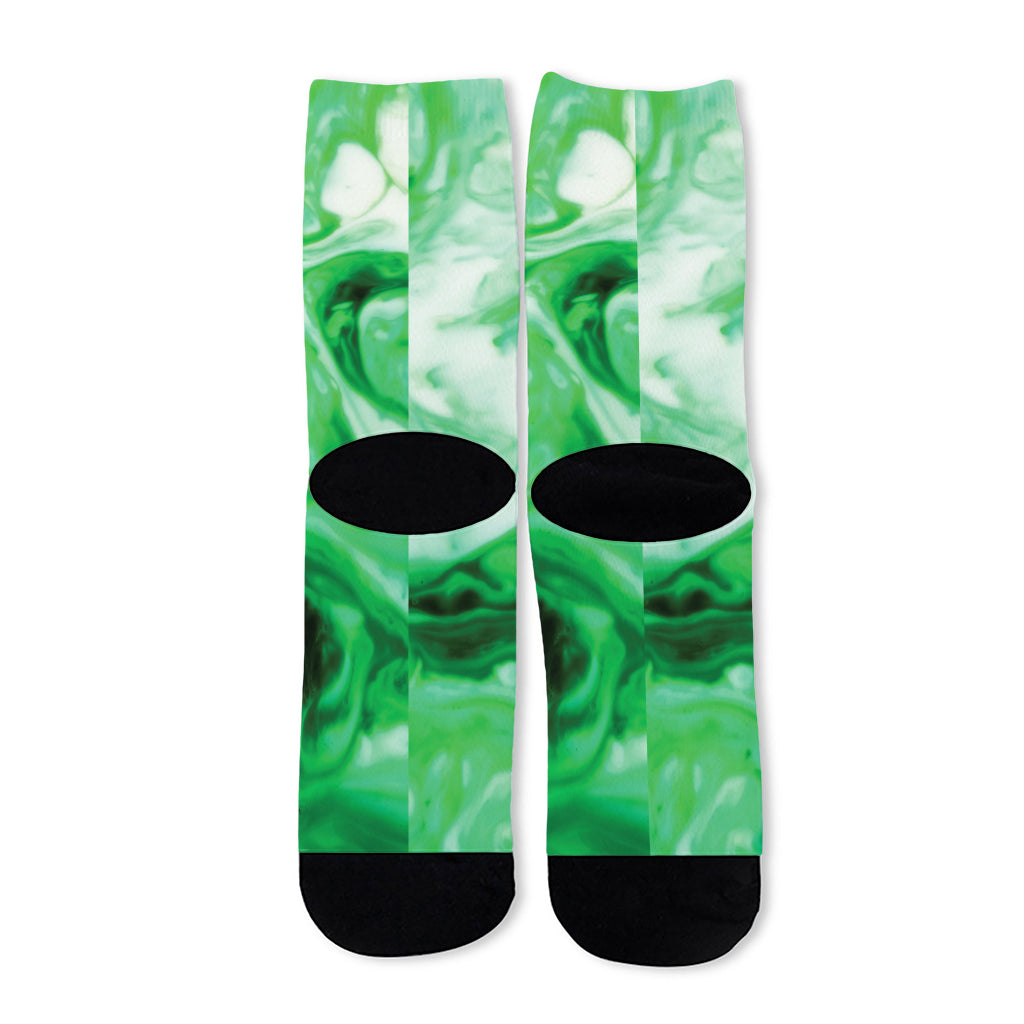 Green Acid Melt Print Long Socks