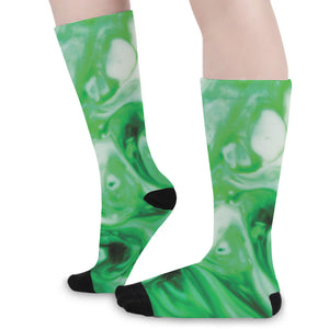 Green Acid Melt Print Long Socks