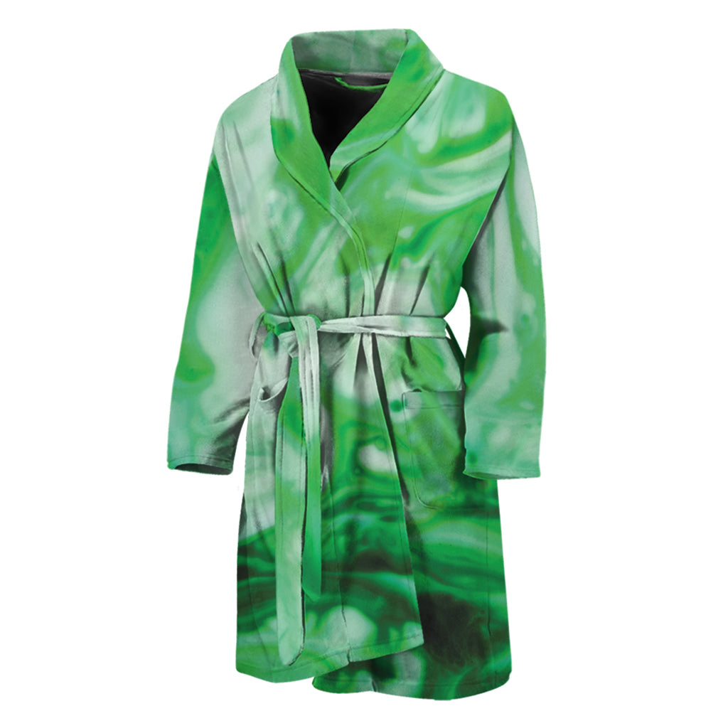 Green Acid Melt Print Men's Bathrobe