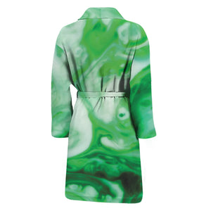 Green Acid Melt Print Men's Bathrobe