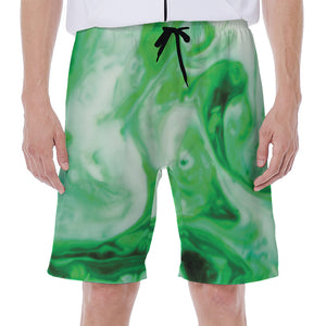 Green Acid Melt Print Men's Beach Shorts