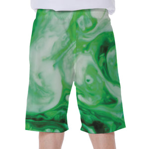 Green Acid Melt Print Men's Beach Shorts