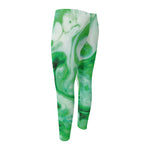 Green Acid Melt Print Men's Compression Pants