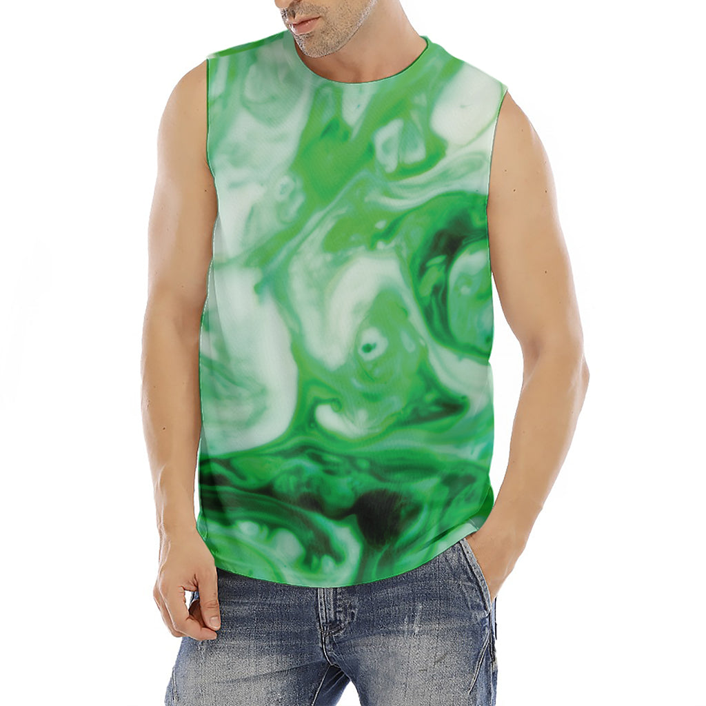 Green Acid Melt Print Men's Fitness Tank Top