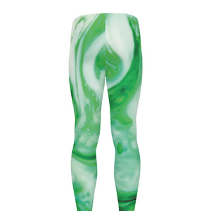 Green Acid Melt Print Men's leggings