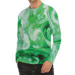 Green Acid Melt Print Men's Long Sleeve Rash Guard