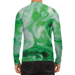 Green Acid Melt Print Men's Long Sleeve Rash Guard