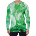 Green Acid Melt Print Men's Long Sleeve T-Shirt