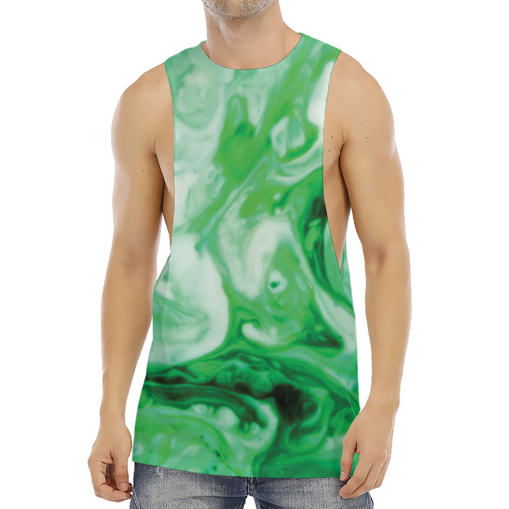 Green Acid Melt Print Men's Muscle Tank Top