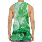 Green Acid Melt Print Men's Muscle Tank Top